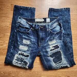 Aknowledge Jeans Mens Size 30x27 Distressed Stonewashed Blue Denim Grunge Rock
